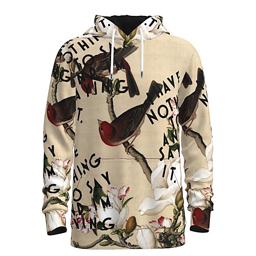 

Men's Pullover Hoodie Sweatshirt Floral Graphic 3D Hooded 3D Print 3D Print Casual Hoodies Sweatshirts Long Sleeve Khaki