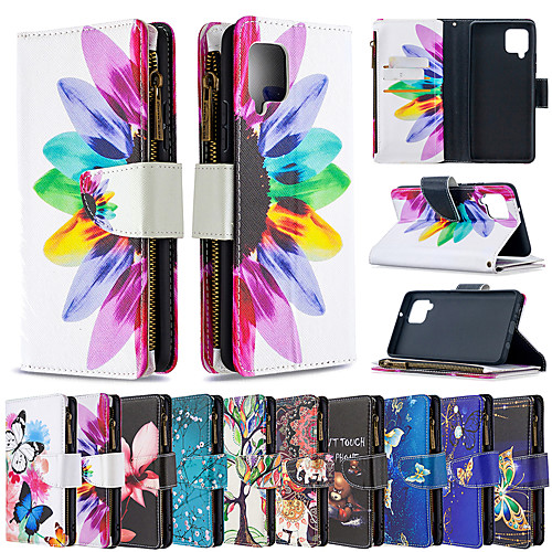 

Phone Case For Samsung Galaxy Full Body Case Leather Wallet Card S20 Plus S20 Ultra S20 S20 FE 5G S9 S9 Plus Note 20 Ultra Galaxy A91 / M80S A51 S10 Wallet Card Holder Shockproof Butterfly Flower