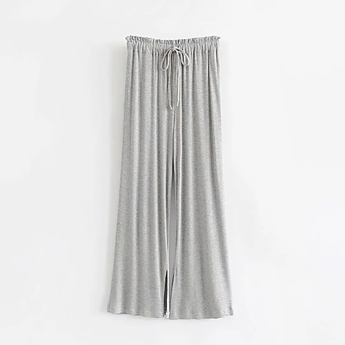 

Women's Basic Streetwear Comfort Daily Going out Wide Leg Pants Pants Solid Colored Full Length Drawstring Black Gray