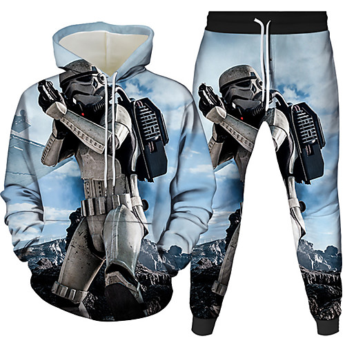 

Women's Men's Pullover Hoodie Sweatshirt 3D Portrait Galaxy Star Print 2 Piece Front Pocket Hooded Daily 3D Print 3D Print Casual Hoodies Sweatshirts Long Sleeve Blue Gray Camel