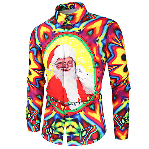 

Men's Shirt Other Prints Graphic Print Long Sleeve Daily Tops Basic Red