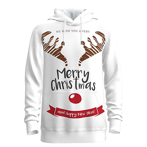 

Men's Pullover Hoodie Sweatshirt Graphic 3D Ugly Christmas Hooded Christmas Daily 3D Print 3D Print Christmas Hoodies Sweatshirts Long Sleeve White / Letter