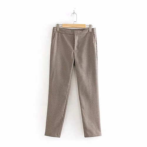

Women's Basic Streetwear Comfort Daily Going out Dress Pants Pants Pants Plaid Checkered Full Length Pocket Fuchsia