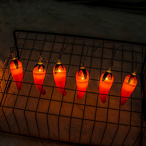 

LED Luminous Chili String Lights LED Garden String Lights Festival Hanging Lantern Fairy Light Outdoor Christmas AA Battery