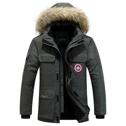 

Men's Padded Long Coat Regular Fit Jacket Solid Colored Blue Army Green / Plus Size / Plus Size