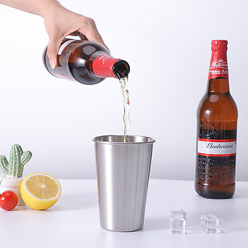 

350ml 500ml Stainless Steel Food Grade Beer Cup Coffee Tumbler Tea Milk Mug 1-Piece for Cocktail Iced Tea Summer Cooling