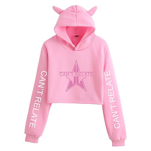 

Inspired by Cosplay Jeffree Star Crop Top Hoodie Polyester / Cotton Blend Graphic Prints Printing Cat Ear Crop Top For Women's / Men's