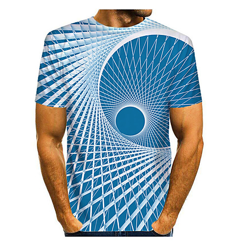 

Men's T shirt Shirt 3D Print Graphic Abstract 3D Print Short Sleeve Daily Tops Round Neck Blue