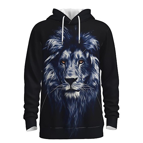 

Men's Pullover Hoodie Sweatshirt Graphic 3D Animal Front Pocket Hooded Daily 3D Print 3D Print Casual Hoodies Sweatshirts Long Sleeve Navy Blue