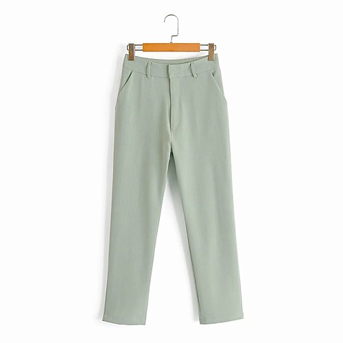 

Women's Basic Streetwear Comfort Daily Going out Dress Pants Pants Pants Solid Colored Full Length Pocket Light Green