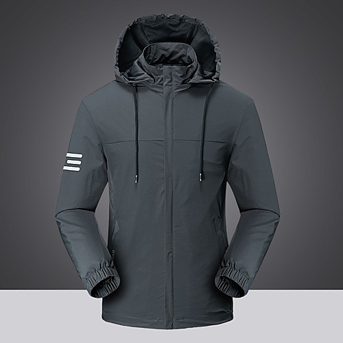 

Men's Trench Coat Daily Fall & Winter Regular Coat Hooded Regular Fit Basic Jacket Long Sleeve Solid Colored Army Green Gray