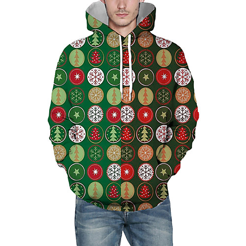 

Men's Pullover Hoodie Sweatshirt Print Graphic 3D Hooded Christmas Daily 3D Print Christmas Hoodies Sweatshirts Long Sleeve Green