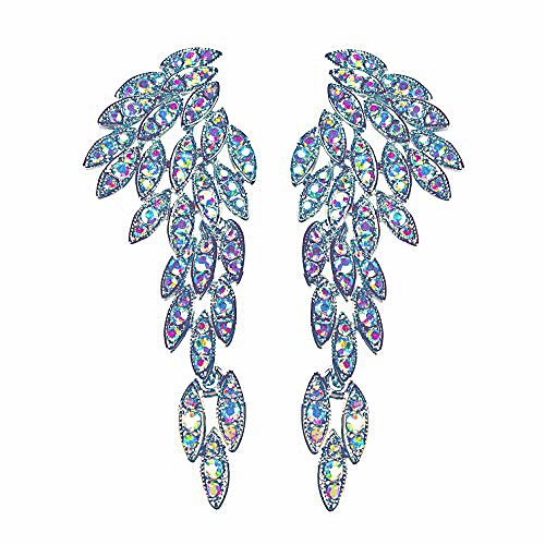 

aurora borealis angel wings eagle wings rhinestone retro statement earrings dangling earrings wedding bridal prom chandelier long drop earrings for women (aurora borealis)