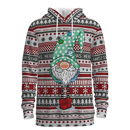 

Men's Pullover Hoodie Sweatshirt Striped Graphic 3D Hooded Christmas Daily 3D Print 3D Print Christmas Hoodies Sweatshirts Long Sleeve Red