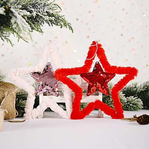 

Christmas Decorations Fluffy Sequins Five-pointed Star Pendant