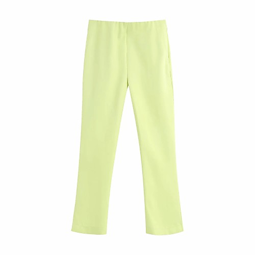 

Women's Basic Streetwear Comfort Daily Going out Wide Leg Pants Pants Solid Colored Full Length Classic Green