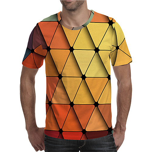 

Men's T shirt 3D Print Graphic Plus Size Print Short Sleeve Daily Tops Elegant Exaggerated Rainbow