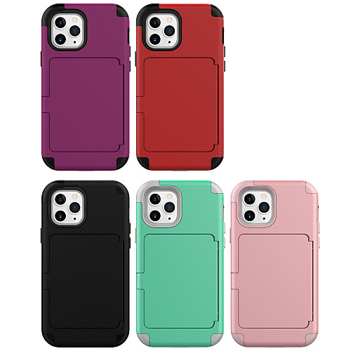 

Case For iPhone 12 iPhone 12 Pro Max iPhone 12 Pro iPhone 12 mini Card Holder Shockproof Back Cover Solid Colored TPU Case For iPhone 11 Pro Max / SE2020 / XS Max / XR XS 7 / 8 7 / 8 plus