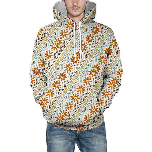 

Men's Pullover Hoodie Sweatshirt Lines / Waves Graphic 3D Hooded Christmas Daily 3D Print Christmas Hoodies Sweatshirts Long Sleeve Orange