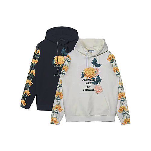 

Women's Men's Pullover Hoodie Sweatshirt Floral Graphic 3D Hooded Weekend 3D Print Casual Streetwear Hoodies Sweatshirts Long Sleeve White Black