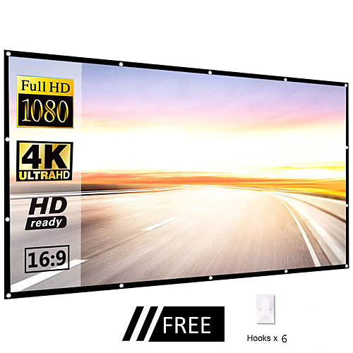 

Projector Portable Screens 60 84 100 120 inch 16:9 Polyester Outdoor Movie Screen For Travel Home Theater Projector-Contains 6 hooks