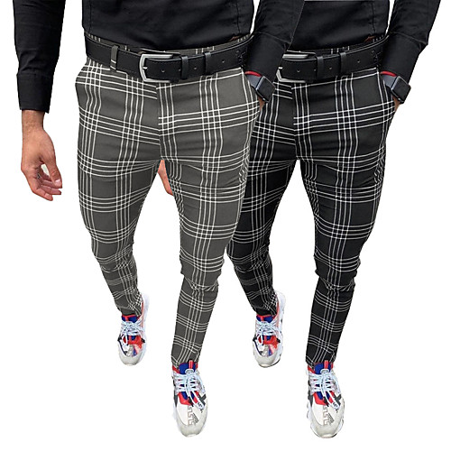 

Men's Streetwear Sports Casual Going out Chinos Pants Striped Full Length Black Gray