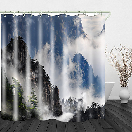 

Steep Mountain Digital Printing Shower Curtains Hooks Modern Polyester New Design