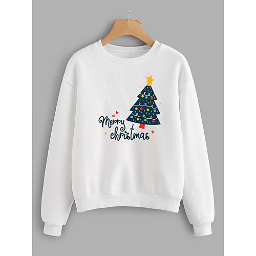 

Women's Pullover Sweatshirt Graphic Letter Christmas Daily Basic Christmas Hoodies Sweatshirts Cotton Slim Yellow Blushing Pink Wine