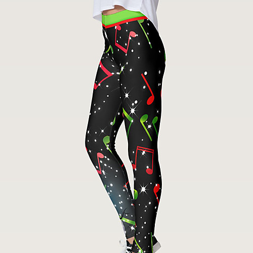 

Women's High Waist Yoga Pants Tights Leggings Tummy Control Butt Lift Breathable Christmas Black Spandex Yoga Fitness Gym Workout Winter Sports Activewear Stretchy