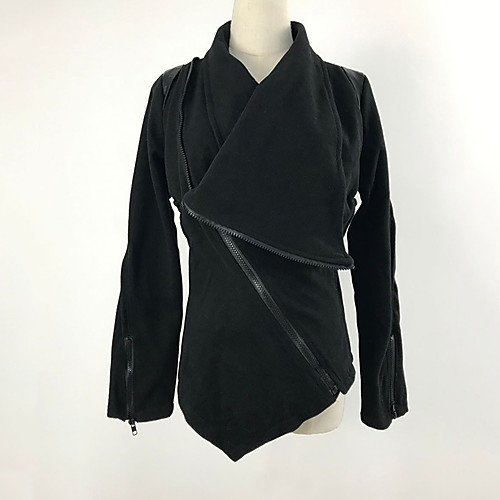 

Women's Coat Daily Spring & Fall Regular Coat Regular Fit Basic Jacket Long Sleeve Solid Colored Black