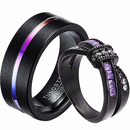 

2 rings his and hers couple rings black gold filled womens wedding ring cz titanium steel mens ring wedding bands