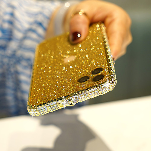 

Phone Case For Apple Bumper iPhone 11 iPhone XR iPhone XS Max iphone X / XS Shockproof Rhinestone Solid Color Metal