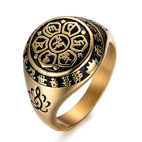 

lotus sanskrit mantra ring engraved band stainless steel lucky rings for mens womens