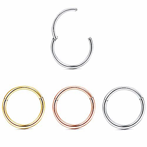 

nose ring hoop surgical steel helix cartilage daith tragus sleeper earring body piercing 8mm