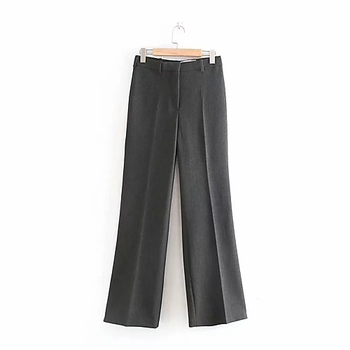 

Women's Basic Streetwear Comfort Daily Going out Dress Pants Pants Pants Solid Colored Full Length Pocket Gray