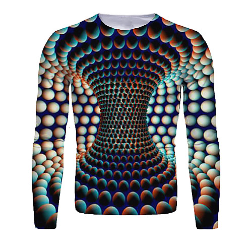 

Men's T shirt 3D Print Graphic Abstract 3D Digital Print Print Long Sleeve Daily Tops Chic & Modern Round Neck Dusty Blue