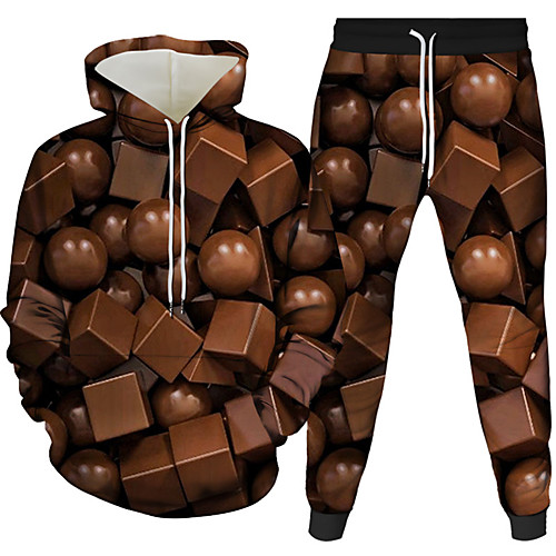 

Men's Pullover Hoodie Sweatshirt Graphic 3D 2 Piece Hooded Daily 3D Print Casual Hoodies Sweatshirts Long Sleeve Yellow Rainbow Orange