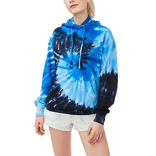 

Women's Hoodie Pullover Tie Dye Front Pocket Daily Casual Hoodies Sweatshirts Loose Blue Yellow Light Blue