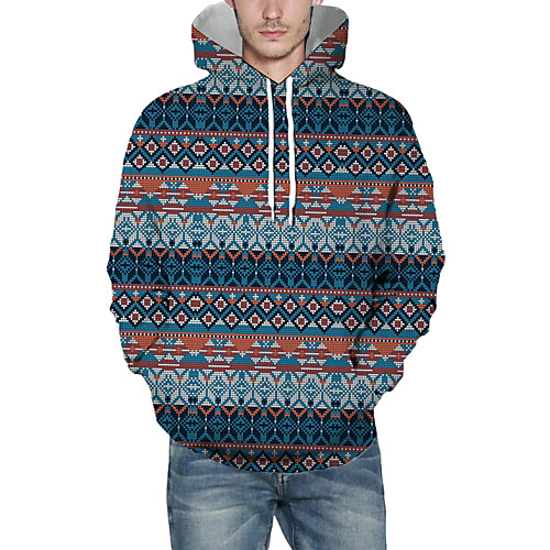 

Men's Pullover Hoodie Sweatshirt Plaid Checkered Graphic 3D Hooded Christmas Daily 3D Print Christmas Hoodies Sweatshirts Long Sleeve Navy Blue