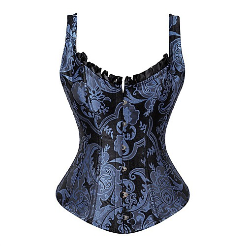 

Corset Women's Normal Polyester Embroidered Shapewear Overbust Corset Hook & Eye Blue S
