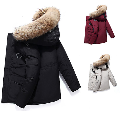 

Men's Down Parka Solid Colored POLY Black / Wine / Beige M / L / XL