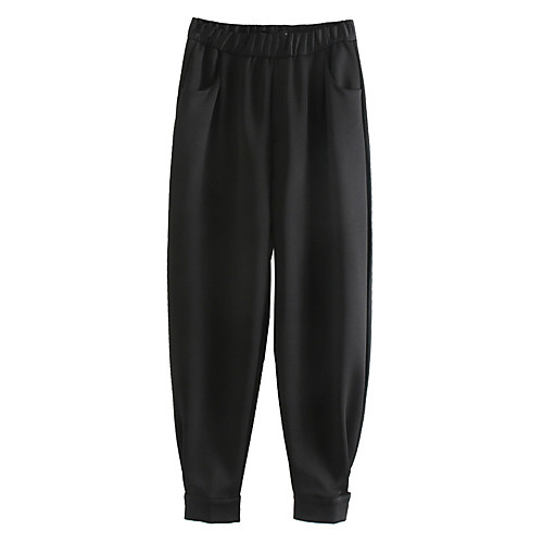

Women's Basic Streetwear Comfort Daily Going out Jogger Pants Pants Solid Colored Full Length Pocket Black