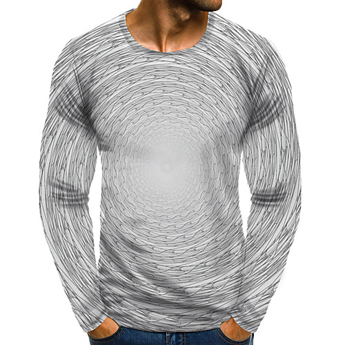 

Men's T shirt 3D Print Graphic 3D Plus Size Print Long Sleeve Daily Tops Elegant Exaggerated White