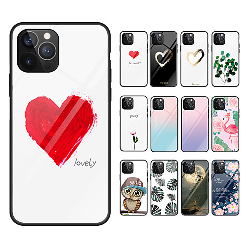 

Phone Case For Apple Back Cover iPhone 12 Pro Max 11 SE 2020 X XR XS Max 8 7 6 Shockproof Pattern Cartoon Heart Scenery Tempered Glass