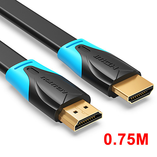 

Vention HDMI-compatible to HDMI-compatible Cable Flat HDMI-compatible2.0 Cable Male to Male 4K2K 18Gbps Supports Ethernet 3D 4K Video for HDTV PS3/4 0.75m