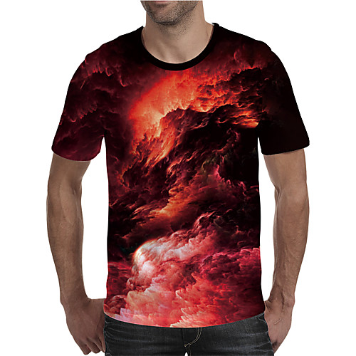 

Men's T shirt 3D Print Graphic 3D Plus Size Print Short Sleeve Daily Tops Elegant Exaggerated Red