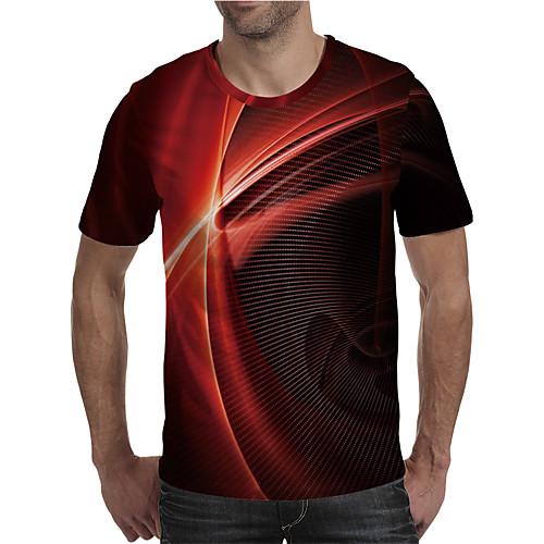 

Men's T shirt 3D Print Graphic 3D Plus Size Print Short Sleeve Daily Tops Elegant Exaggerated Red