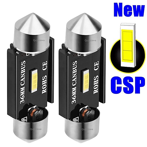 

2PCS Car LED Doom Reading Lamp 212-1 212-2 Super Bright Aluminium Alloy Heat Dissipation CAN-bus LED Bulb C5W 5W CSP LED Festoon Bulb White Color
