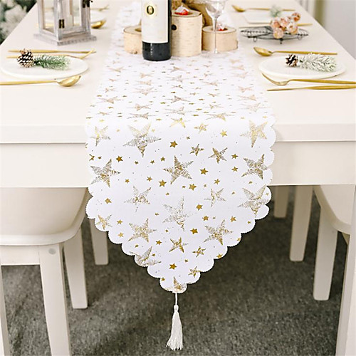 

Christmas Holiday Table Decorations Gold Flag Tablecloth