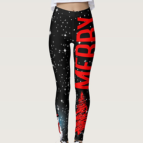 

Women's High Waist Yoga Pants Tights Leggings Tummy Control Butt Lift Breathable Christmas Black / Red Spandex Yoga Fitness Gym Workout Winter Sports Activewear Stretchy